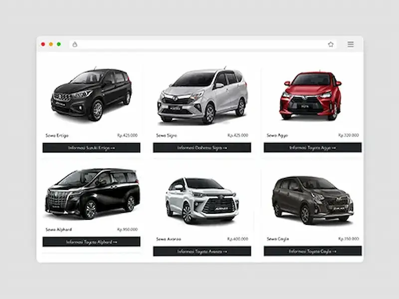 Website tema rental mobil rent car terbaik dengan booking form - built with astro js technology - website cepat dan SEO