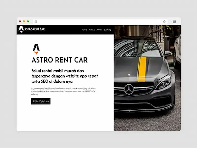 Website tema rental mobil rent car terbaik dengan booking form - built with astro js technology - website cepat dan SEO